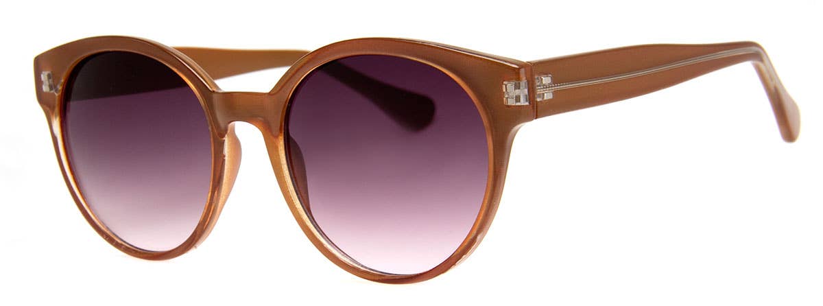 Millie - Sunglasses: round frame sunglasses in tortoiseshell pattern with curved temples