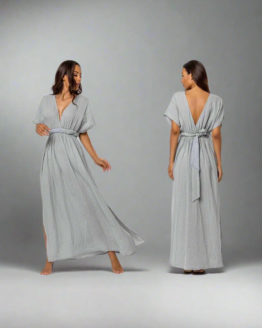 Helene Dress: sleeveless white midi dress with square neckline and straight hem