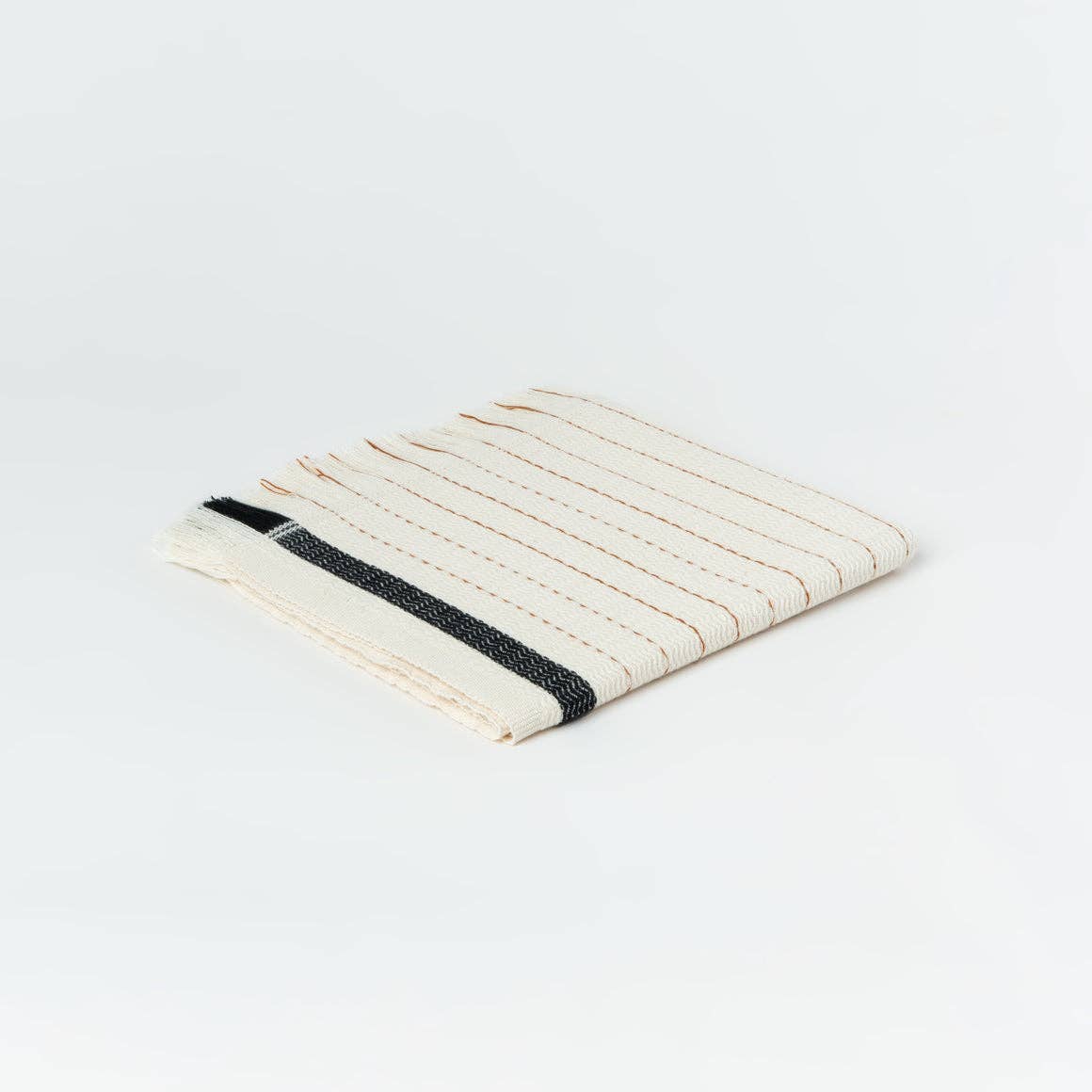 Silvia 100% Cotton Turkish Bath Towel: rectangular towel in beige with white geometric stripe pattern