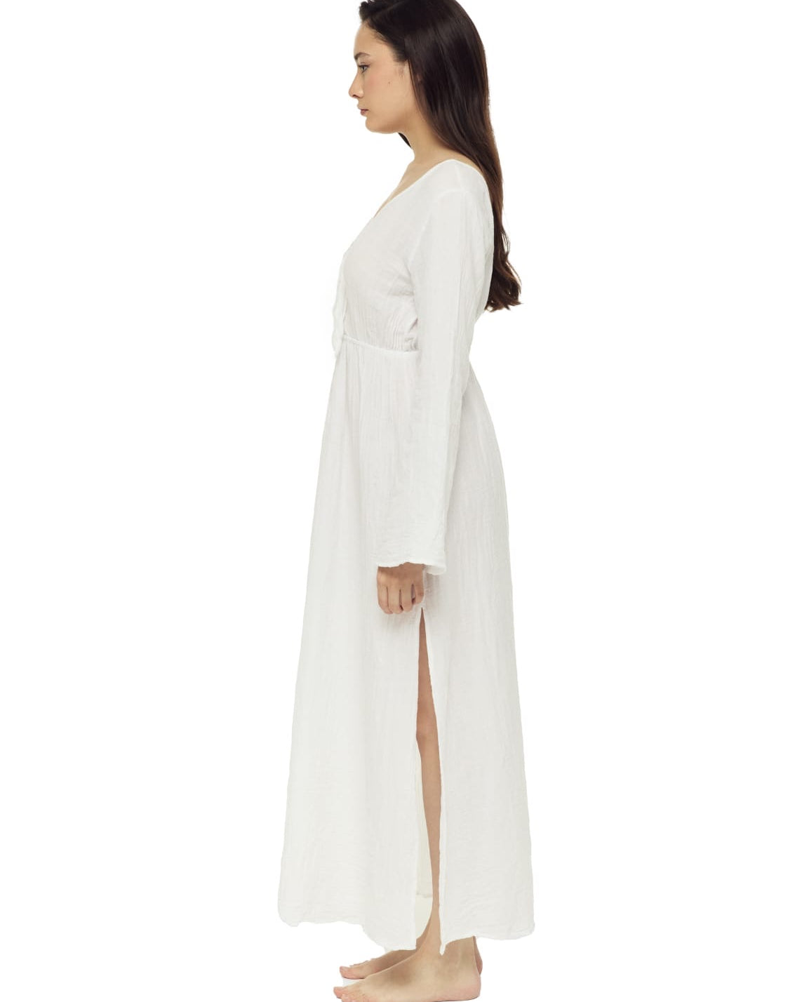 Kibele dress: sleeveless midi dress in ivory with square neckline and straight hem