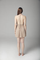 Yaz short dress: sleeveless black dress with square neckline and fitted bodice