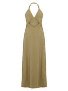 Zoe Maxi Dress - Khaki Green: sleeveless maxi dress with square neckline and straight, relaxed fit