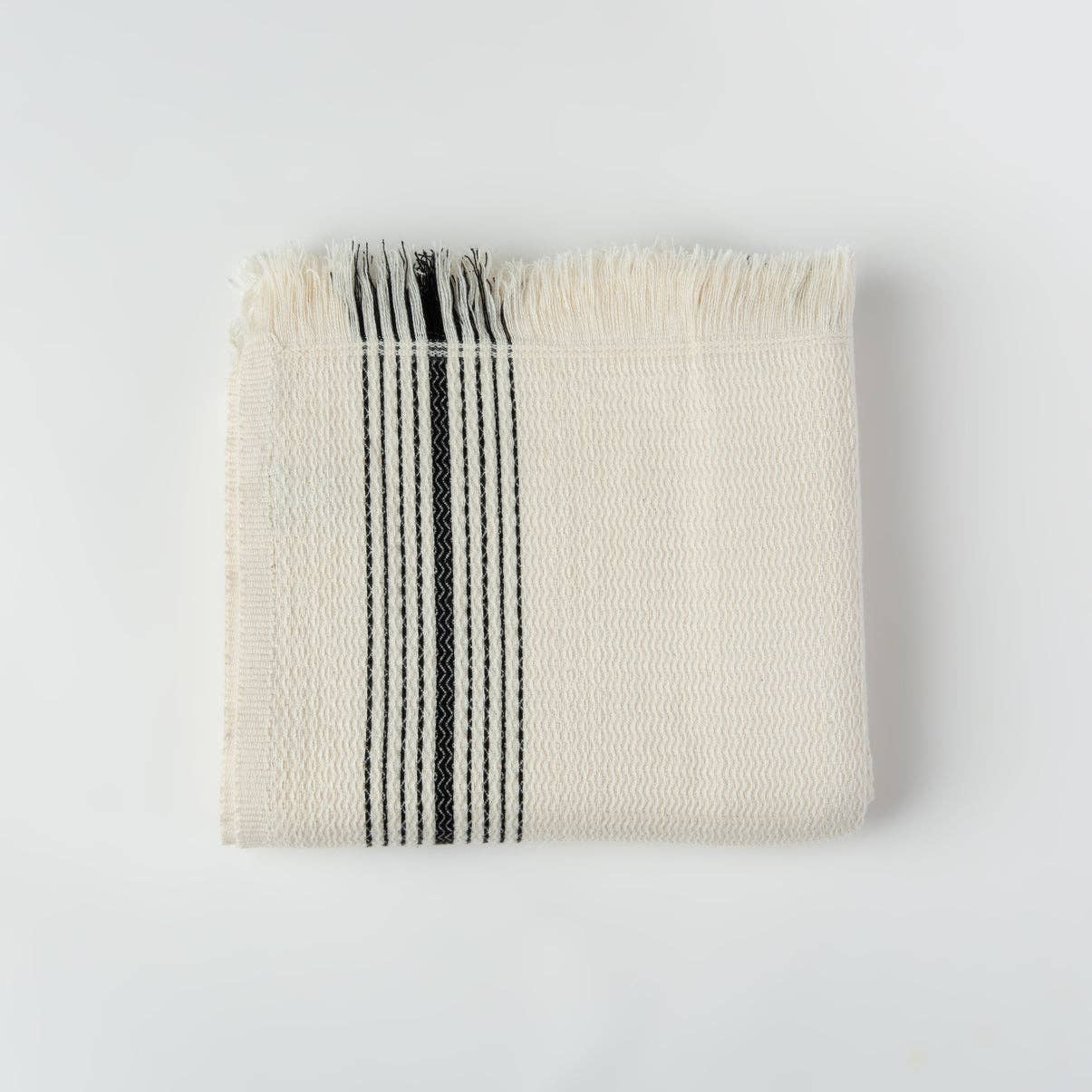 Zebrine 100% Cotton Turkish Hand and Bath Towel: rectangular towel with ivory and tan zebra stripe pattern, fringed edges