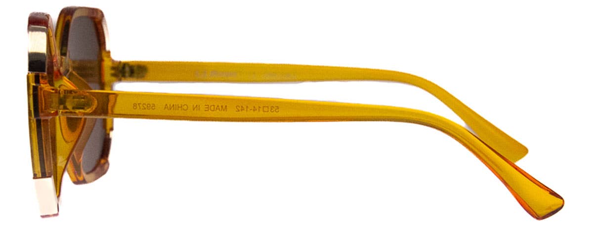 Chandelier - Sunglasses: round black lenses with slim metal double-bridge frame and thin arms