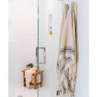 Zebrine 100% Cotton Turkish Hand and Bath Towel: rectangular towel with black and off-white zebra stripes and fringed edges