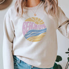 BEACH LIFE Sweatshirt: relaxed fit, light beige, crew neck, long sleeves, straight hem, soft fabric texture