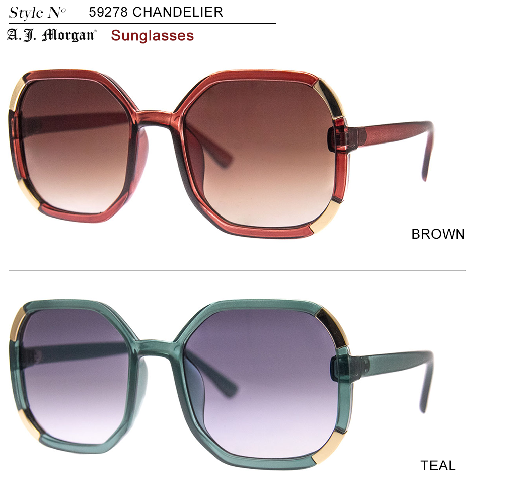 Chandelier - Sunglasses: oversized square frame in translucent pale beige with thick rims and straight temples