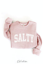 SALTY Graphic Sweatshirt: relaxed fit, cream color, crew neckline, long sleeves, ribbed hem and cuffs