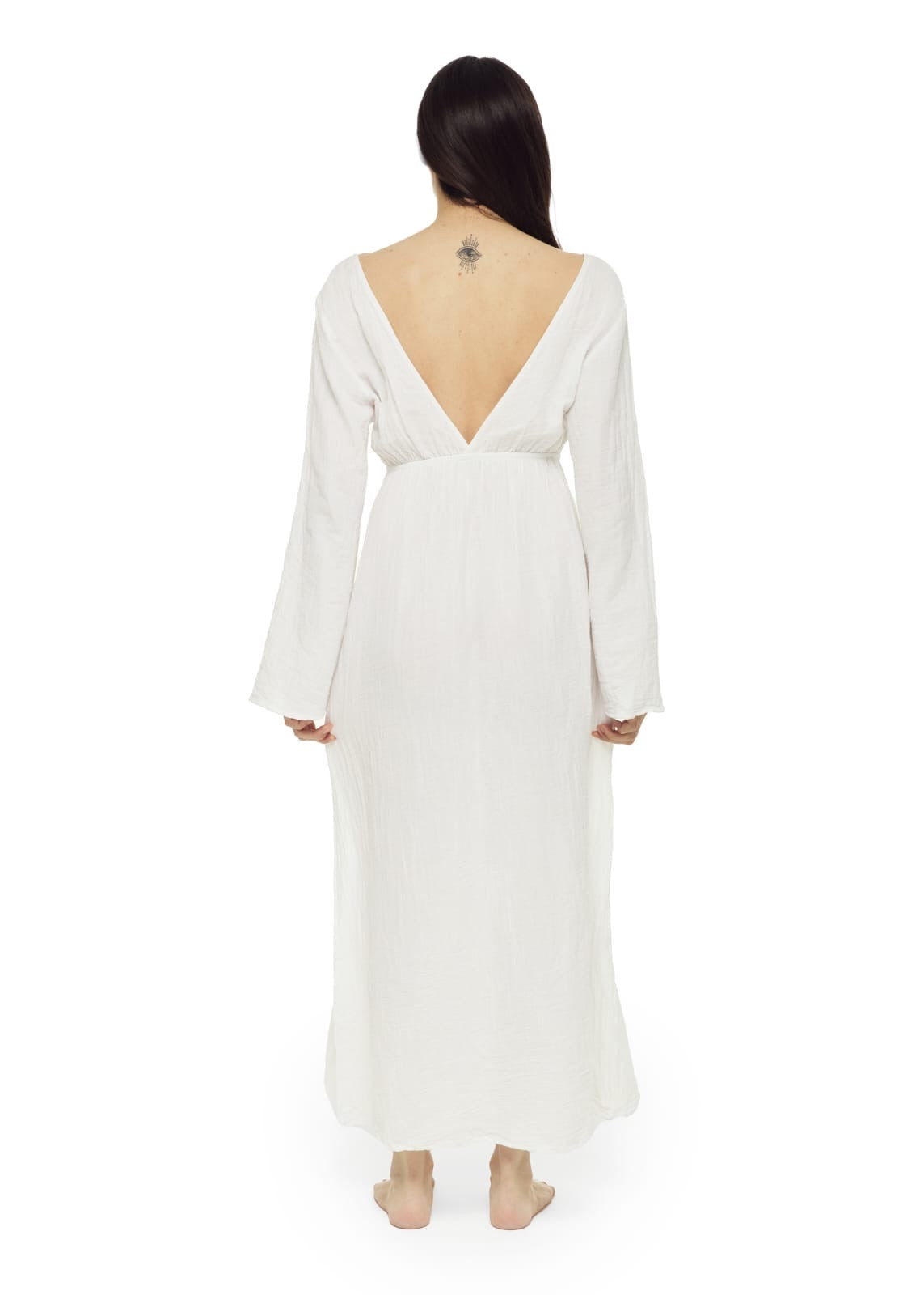 Kibele dress: sleeveless, fitted bodice with square neckline, straight midi skirt, beige color