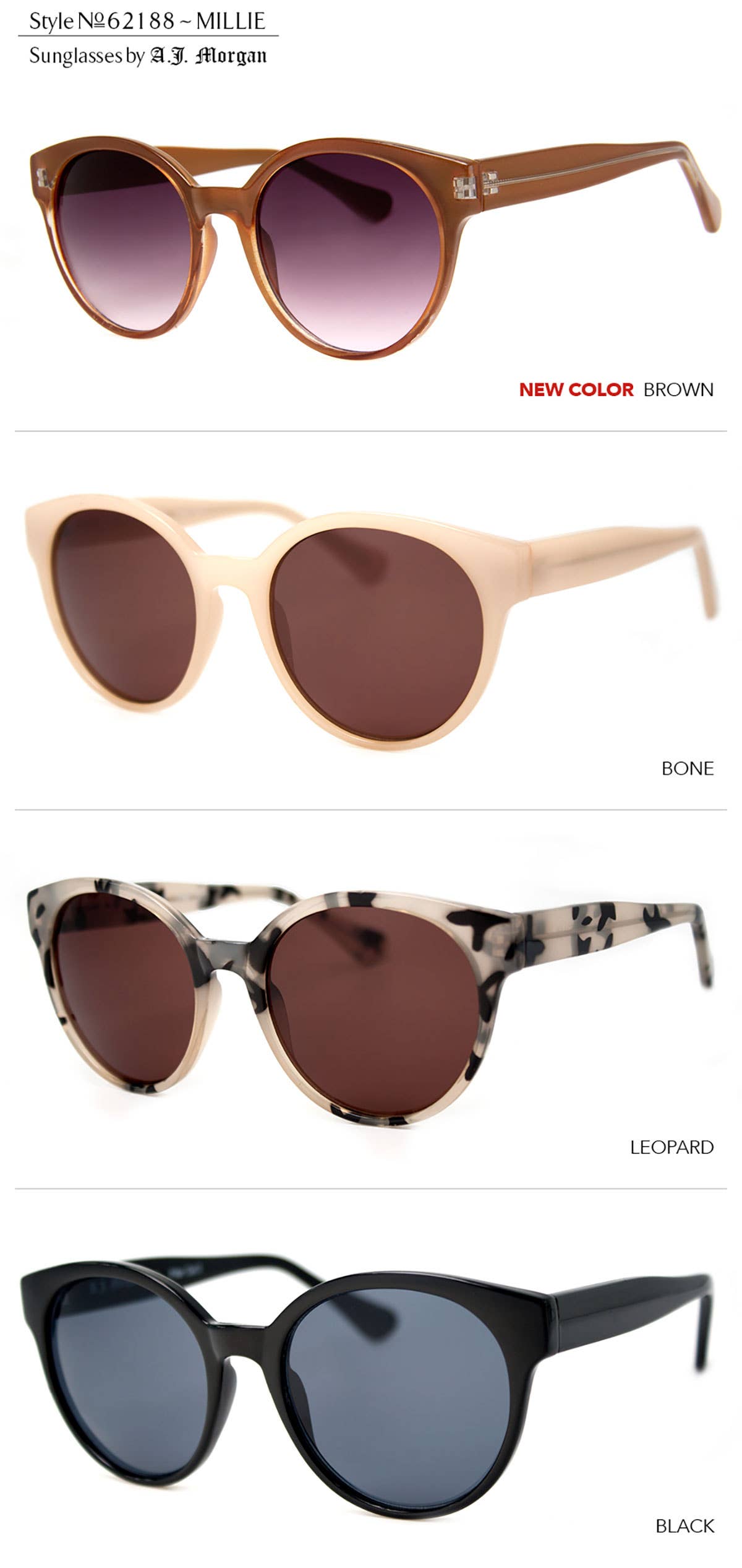 Millie - Sunglasses: round frames in translucent gray with thin temples and integrated nose pads