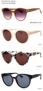 Millie - Sunglasses: round frames in translucent gray with thin temples and integrated nose pads