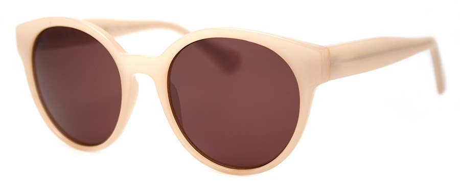 Millie - Sunglasses: rounded square black frame with dark gradient lenses and thin temples