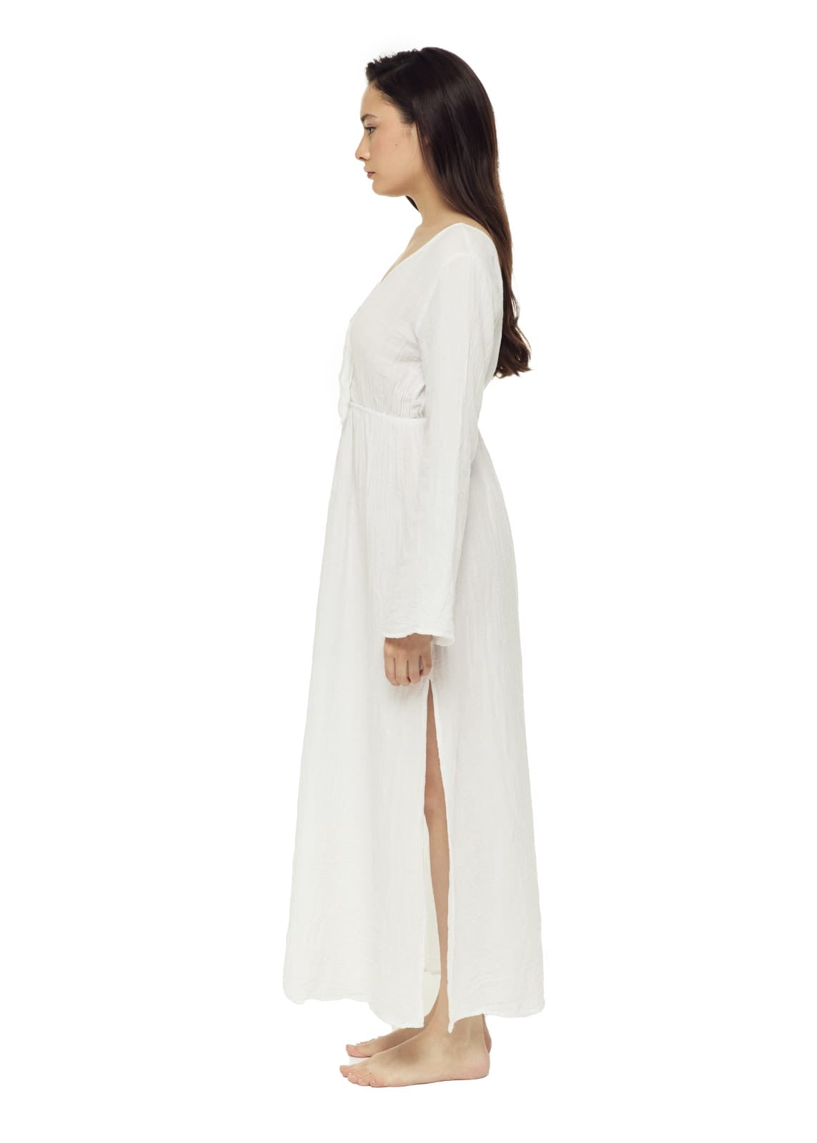 Kibele dress: sleeveless midi dress in ivory with square neckline and straight hem