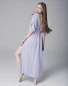 Roman Dress: sleeveless white midi dress with square neckline and straight hem