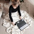Sophie 100% Cotton Turkish Throw Blanket: rectangular ivory throw with fringed edges and woven texture