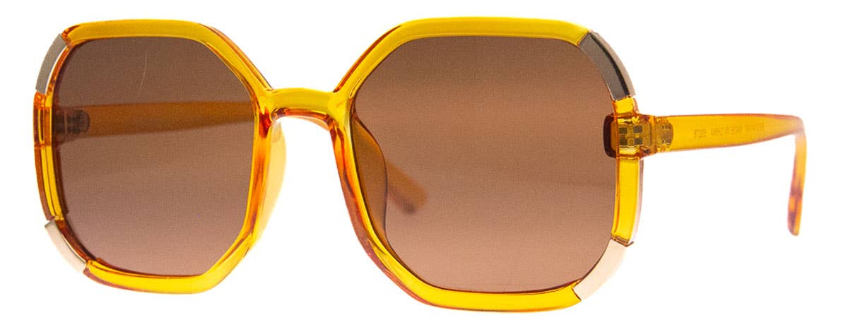 Chandelier - Sunglasses: rectangular frame in translucent brown with straight temples and dark lenses