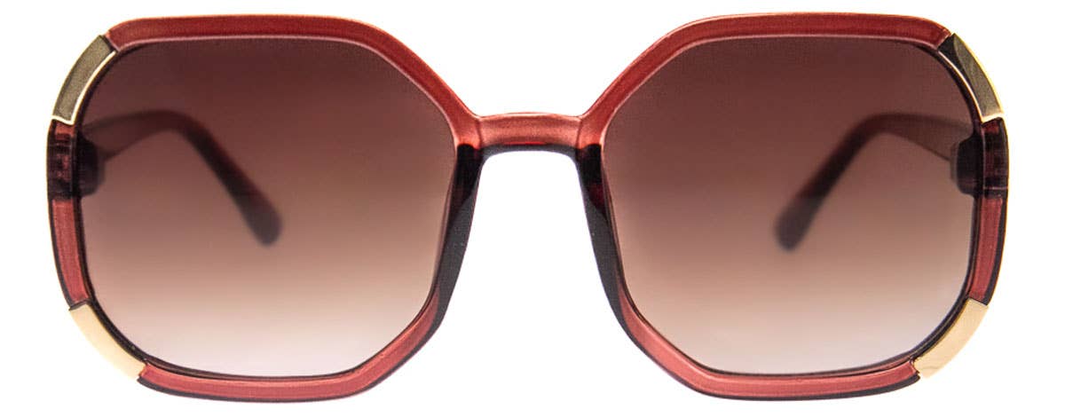 Chandelier - Sunglasses: round black lenses with thin gold metal frame and double bridge