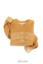 BEACH LIFE IS THE BEST LIFE Graphic Sweatshirt: relaxed fit, long sleeves, crew neckline, ivory color, ribbed hem and cuffs
